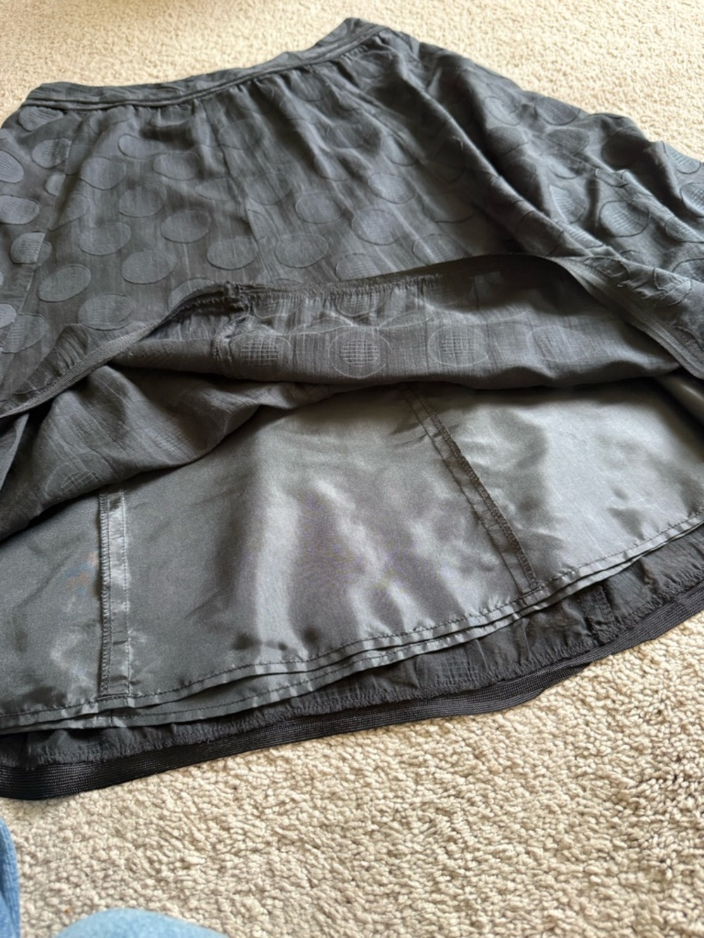 Talbots Black A-Line Midi Skirt with Textured Dot Pattern - Picture 6 of 7